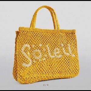 Small Woven Soleil Tote Bag In Yellow